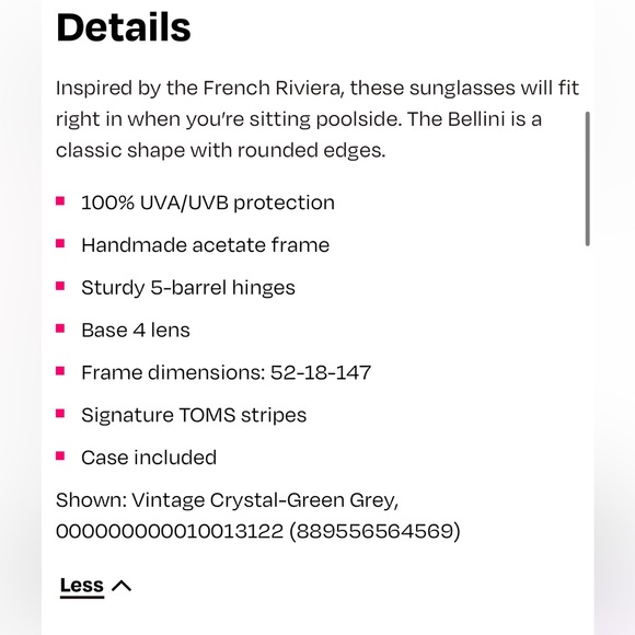 Brand New in box TOMS Bellini Sunglasses in Vintage Crystal-Green Grey - Picture 5 of 10